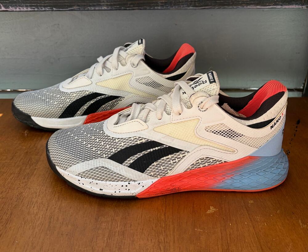 Reebok Nano X Cross Training Shoes Womens 7 Gray Coral Blue Gym Sneakers